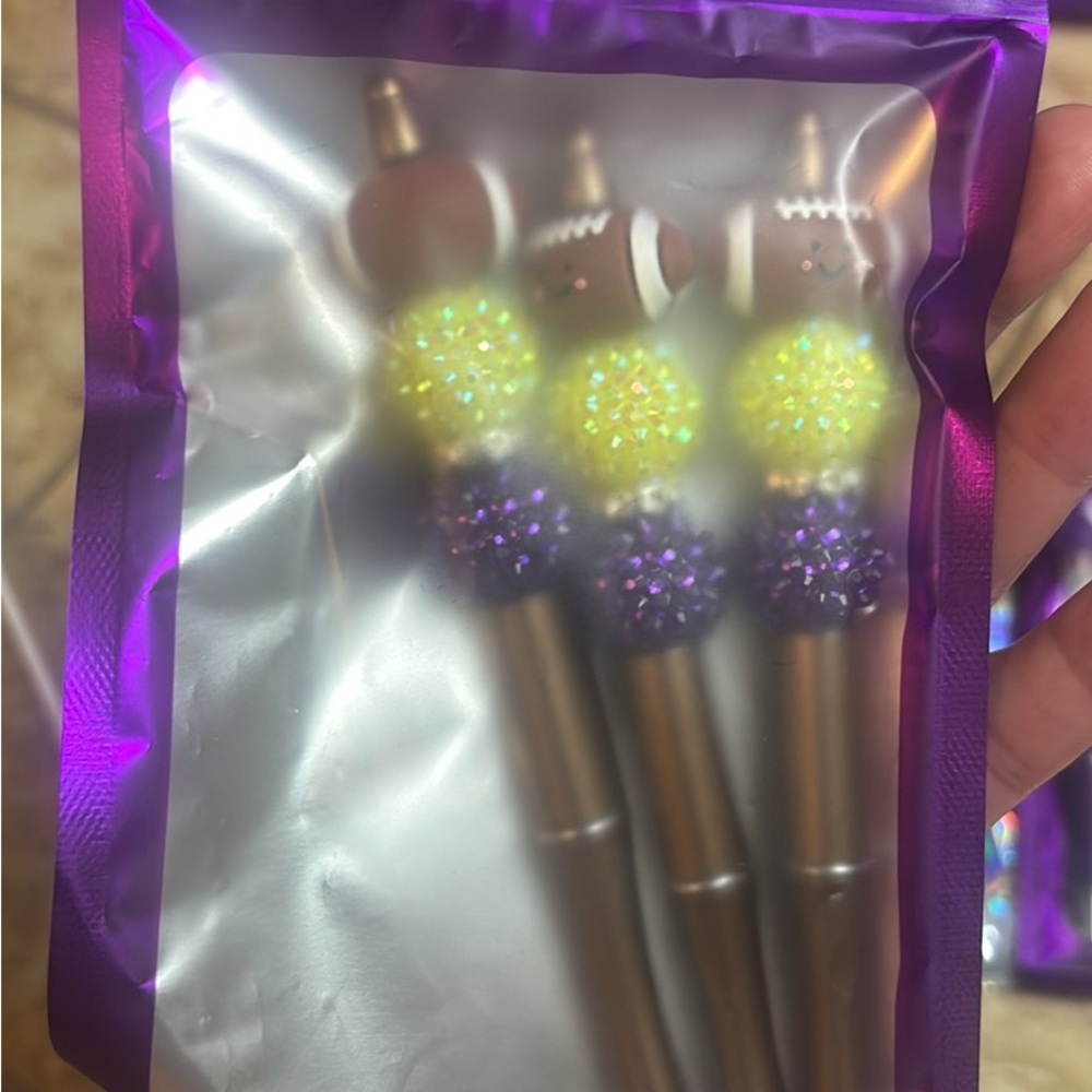Sparkling Football Top Ballpoint Pens - Purple and Gold LSU